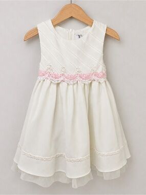 Baby Girls Rare Editions Ivory Pink Lace Party Dress 2T Wedding Pageant